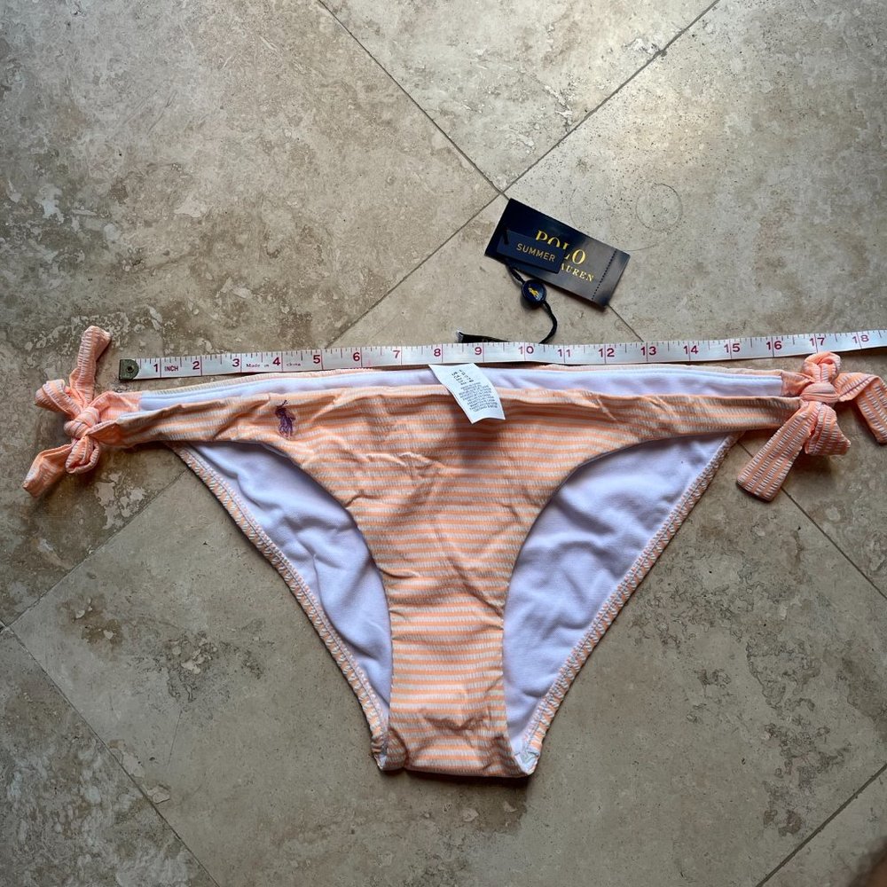 POLO RALPH LAUREN 2 Piece Orange White Bikini Set - Picture 6 of 10